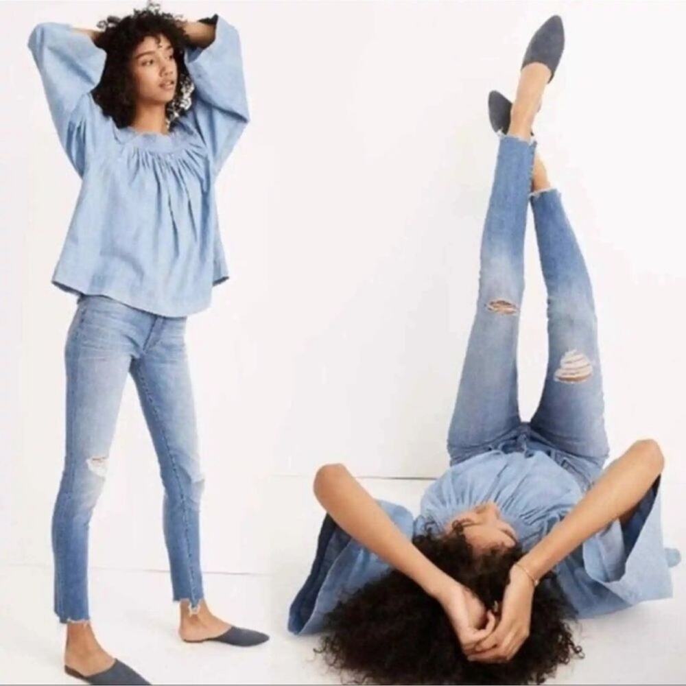Madewell | 9" Mid-Rise Skinny Jean Frankie Wash Torn-Knee Edition Stretch Denim